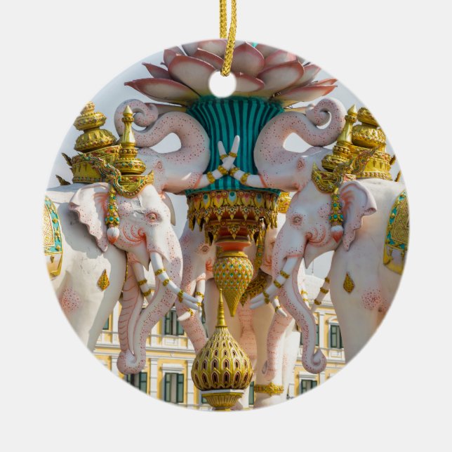 Statue der rosa Elefanten Bangkok Thailand Keramik Ornament (Vorne)