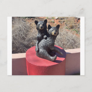 Statue der zwei Bärenjungen – Straßenrandskulptur Postkarte