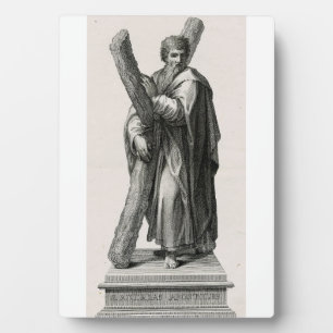 Statue des Heiligen Andreas Apostel mit Kreuz Fotoplatte