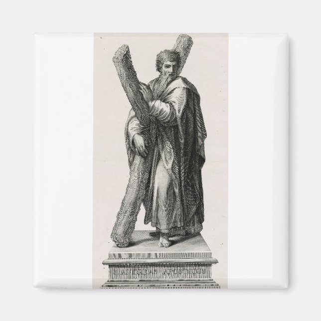 Statue des Heiligen Andreas Apostel mit Kreuz Magnet (Vorne)