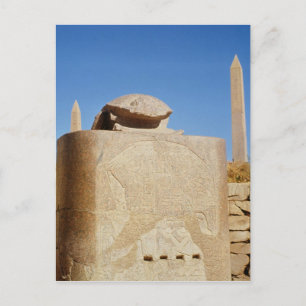 Statue des heiligen Skarabäus im Tempel von Amun Postkarte