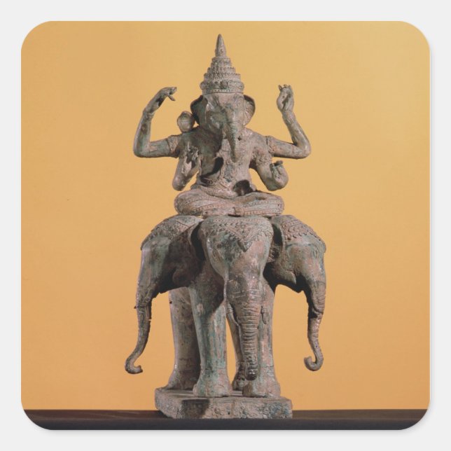 Statue des Hindu-Gottes Ganesh Quadratischer Aufkleber (Vorderseite)