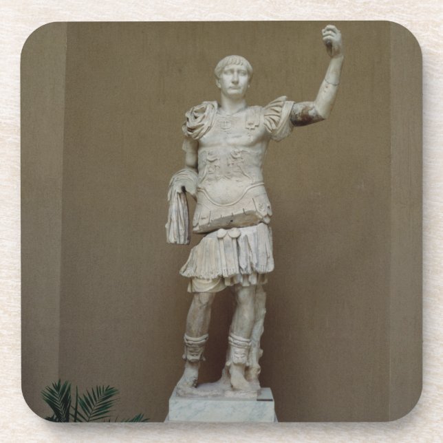 Statue des Kaisers Trajan (ANZEIGE 53-117) Getränkeuntersetzer (Vorderseite)