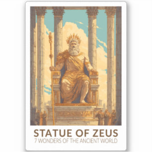 Statue des Zeus Sieben Weltwunder Vintage Aufkleber
