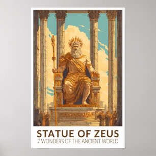 Statue des Zeus Sieben Weltwunder Vintage Poster