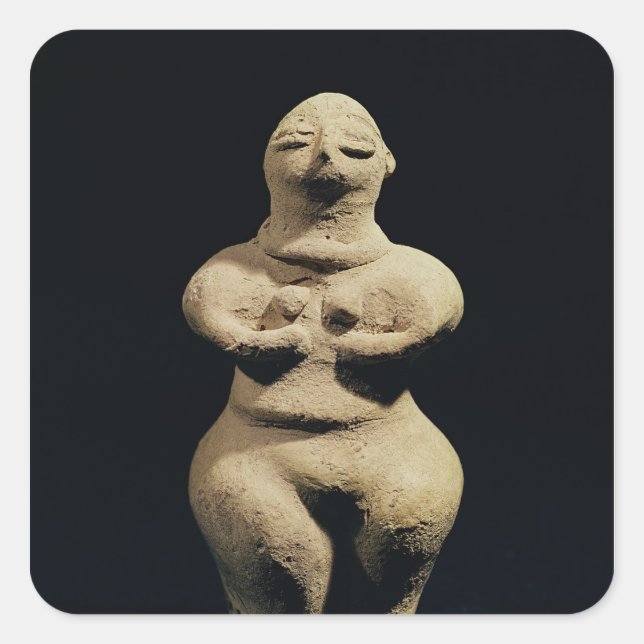 Statue einer Göttin, 6. Jahrtausend vor Christus Quadratischer Aufkleber (Vorderseite)