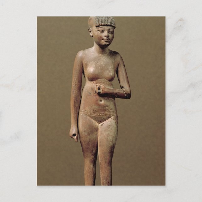 Statue eines jungen Dienstmädchens (Holz) Postkarte (Vorderseite)