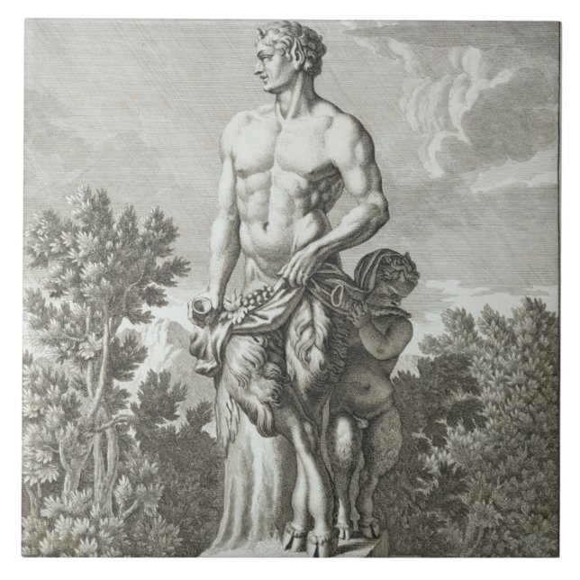 Statue eines Satyr in Versailles, 1675, von 'Vues Fliese (Vorderseite)