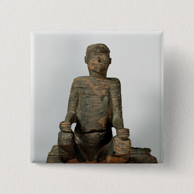 Statue eines Sitzmannes, Mbembe, Nigeria Button (Vorderseite)