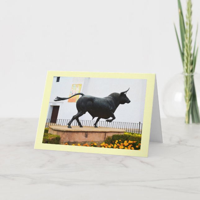 Statue eines Stiers Feiertagskarte (Vorderseite)