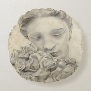 Statue im Garten I Rundes Kissen