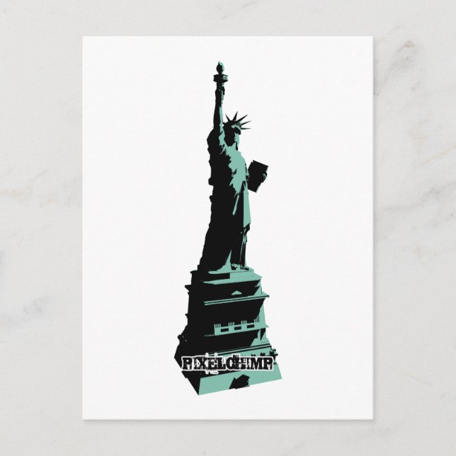 Statue Liberty Green Postkarte (Vorderseite)