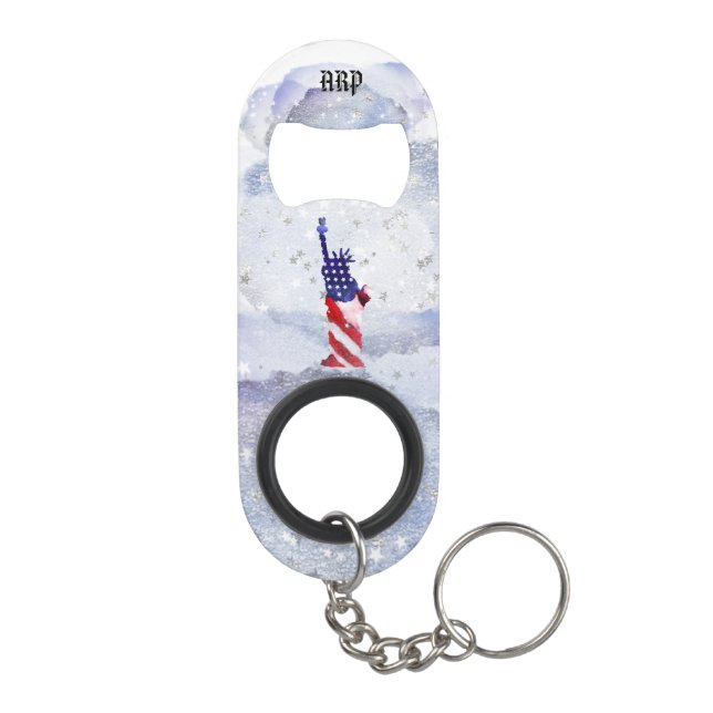 *~* Statue Liberty. Veteran Military Red Blue Mini Flaschenöffner (Rückseite)