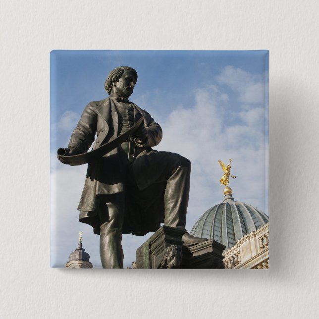Statue mit Glaskuppel im Kunstverein-Gebäude Button (Vorderseite)