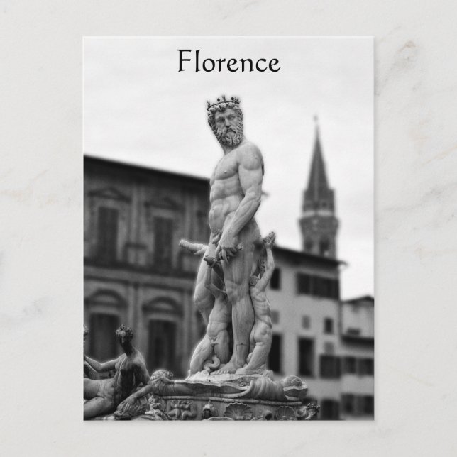 Statue Neptune, Florence, Italie, Carte postale (Devant)
