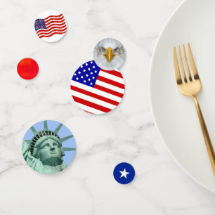 Statue of Liberty, Adler und amerikanische Flagge Konfetti