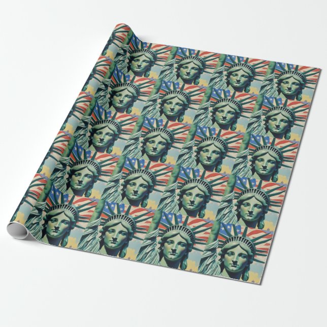Statue of Liberty & American Flag Art New York Geschenkpapier (Ungerollt)
