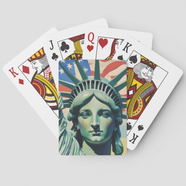 Statue of Liberty & American Flag Art New York Spielkarten (Rückseite)