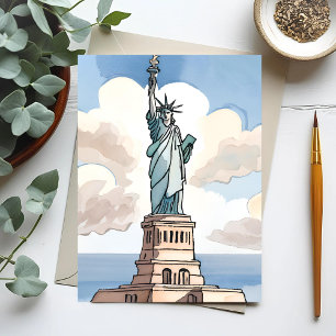 Statue of Liberty   Aquarell Wahrzeichen Postkarte