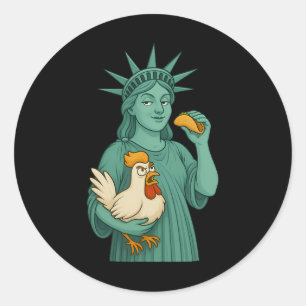 Statue Of Liberty Chicken Taco Trump Immer Huhn Runder Aufkleber