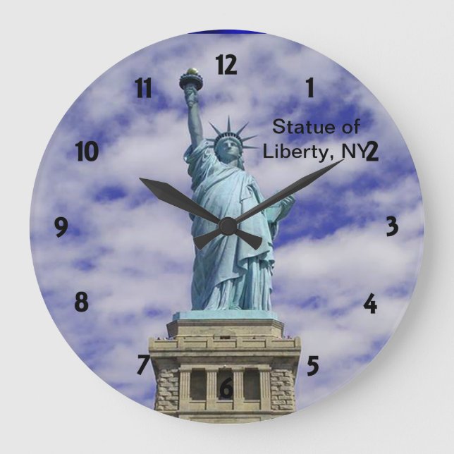 Statue of Liberty, Ellis Island, New York Große Wanduhr (Vorderseite)