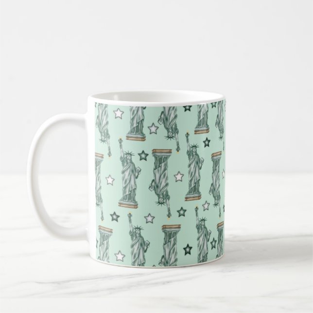 Statue of Liberty - Green Stars Coffee Mug Kaffeetasse (Links)
