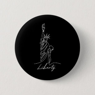 Statue Of Liberty Handgezeichnete Eine Linie Neue Button
