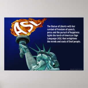 Statue of Liberty Lights Ihr Torch für ASL 24"x16" Poster