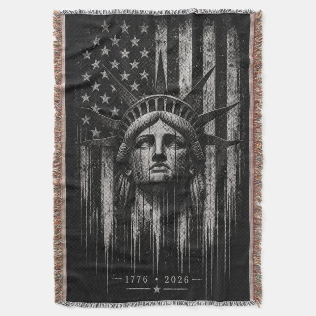 Statue of Liberty mit distressed amerikanischer Fl Decke (Vorderseite Vertikal)
