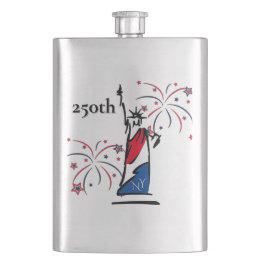 Statue of Liberty mit Feuerwerk 250. Unabhängigkei Flachmann