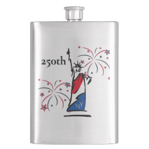 Statue of Liberty mit Feuerwerk 250. Unabhängigkei Flachmann