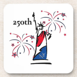 Statue of Liberty mit Feuerwerk 250. Unabhängigkei Getränkeuntersetzer