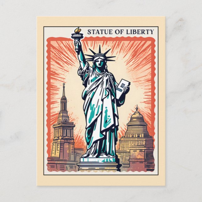 Statue of Liberty NYC Retro New York City Postkarte (Vorderseite)