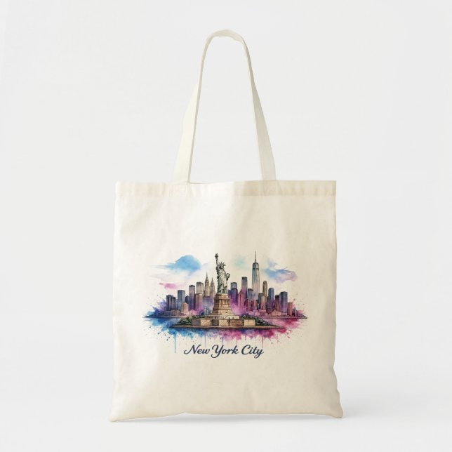 Statue of Liberty Pastel NYC Illustration Tragetasche (Vorne)
