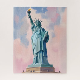 Statue of Liberty Pastell-Sonnenuntergang NYC Aqua