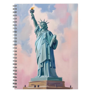 Statue of Liberty Pastell-Sonnenuntergang NYC Aqua Notizblock