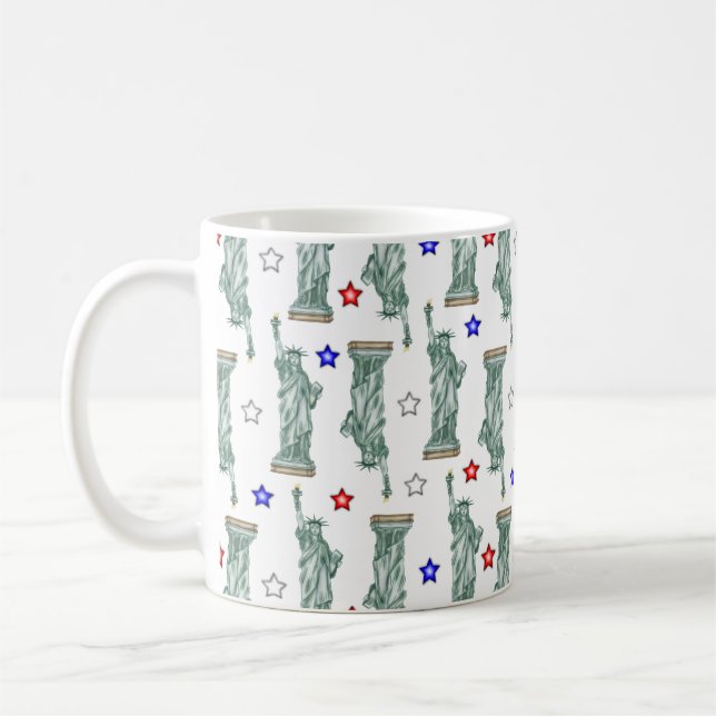 Statue of Liberty - Patriotic Stars Coffee Mug Kaffeetasse (Links)
