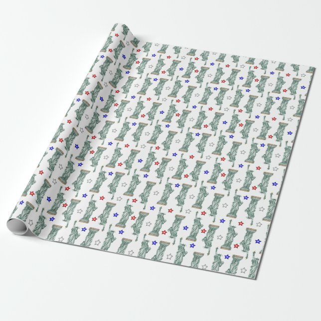 Statue of Liberty - Patriotic Stars Wrapping Paper Geschenkpapier (Ungerollt)