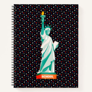 Statue of Liberty & Sterne auf Schwarz Notizbuch