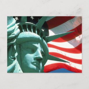 STATUE OF LIBERTY with AMERICAN FLAG Postkarte