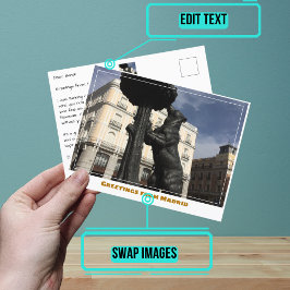 Statue of the Bear & Strawberry Tree Madrid Spanie Postkarte