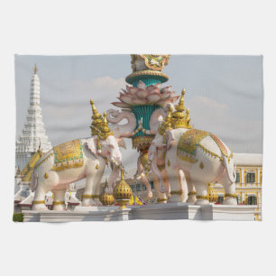 Statue rosa Elefanten Bangkok Thailand Geschirrtuch