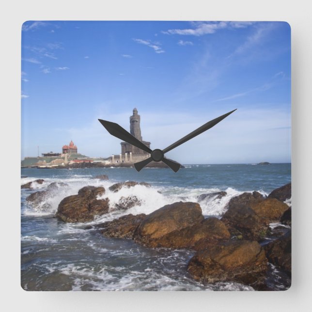 Statue Saint Thiruvalluvar | Tamil Nadu, Indien Quadratische Wanduhr (Vorderseite)