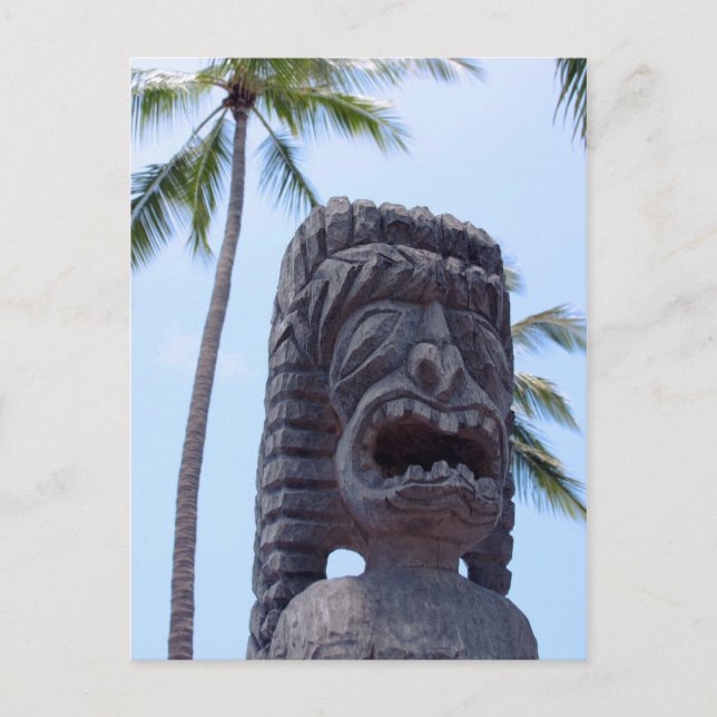 Statue Tiki à Kona, Hawaii - Carte postale (Devant)
