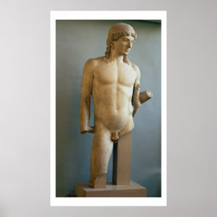Statue von Apollo, Grieche, c.480-400 BC (Marmor) Poster