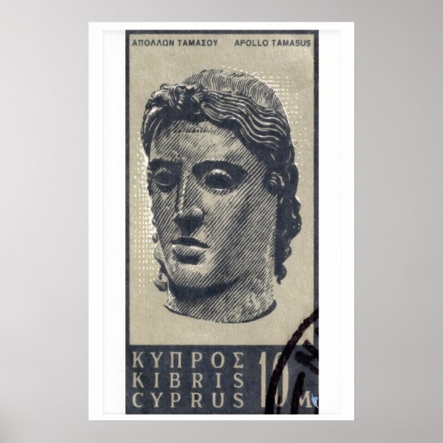 Statue von Apollo - Zypern - Briefmarken Druck Poster (Vorne)