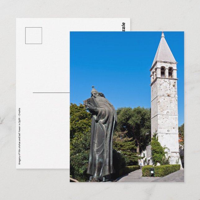 Statue von Gregory von Nin in Split - Dalmatien, K Postkarte (Vorne/Hinten)