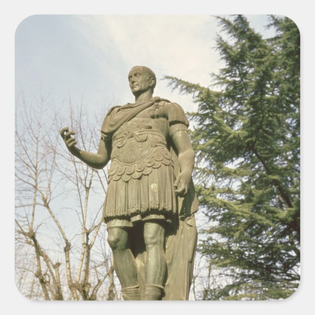 Statue von Julius Cäsar Quadratischer Aufkleber (Vorderseite)