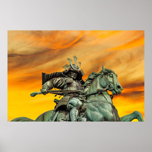 Statue von Kusunoki Masashige, Japan Poster (Vorne)