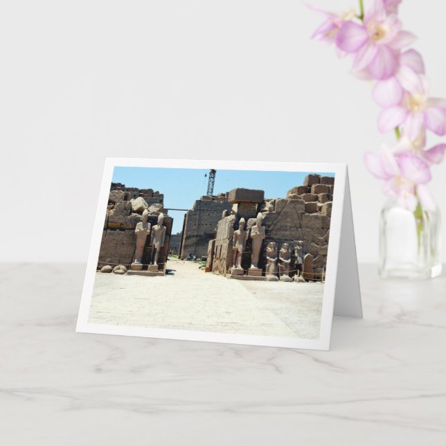Statuen am Chachette Court, Karnak Temple Karte (Orchidee)